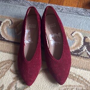 Eileen Fisher Red Flats Suede Loafers